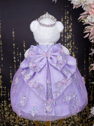 Lilac with bow quinceanera teddy bear