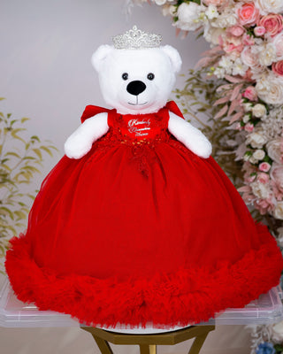Red with Silver Quinceanera Teddy Bear