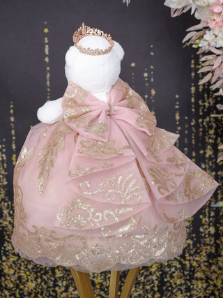 Blush with Gold Teddy bear for Quinceanera