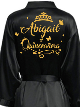 Black with Gold robe for quinceanera