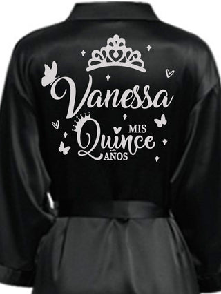 Black with Silver robe for quinceanera