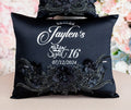 Black silver quinceanera kneeling pillow, shoes pillow