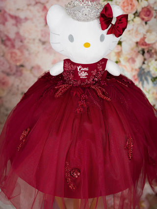 Burgundy Silver Kitty for Quinceanera