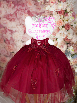 Burgundy Silver Kitty for Quinceanera | Maroon Kitty Sweet 16 / quinceanera-decor Burgundy Silver Kitty for Quinceanera | Maroon Kitty Sweet 16 / quinceanera-decor