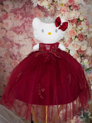 Burgundy Silver Kitty for Quinceanera
