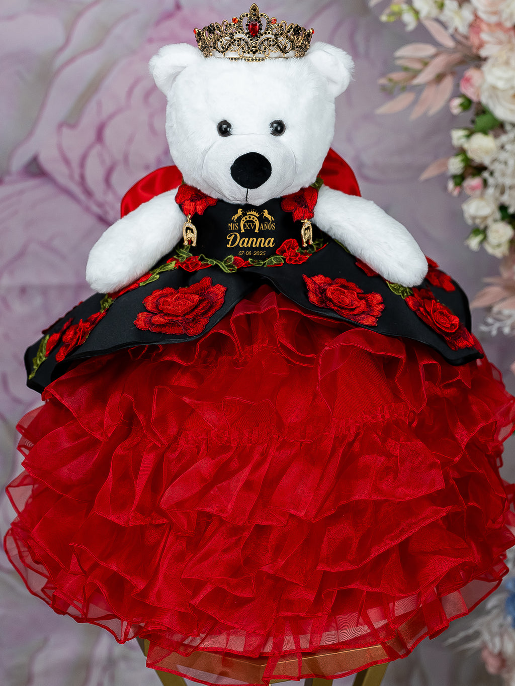 quinceanera red dress Black and Red Charro Quinceanera Teddy Bear Gift
