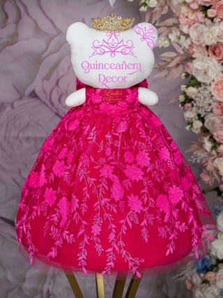 Fuchsia with Gold Kitty for Quinceanera