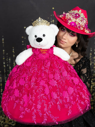 Fuchsia teddy bear for quinceanera