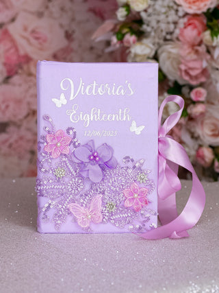 Lilac Pink with Bow quinceanera cake knife set with 2 glasses