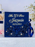 Navy Blue with gold album de fotos para Quinceanera