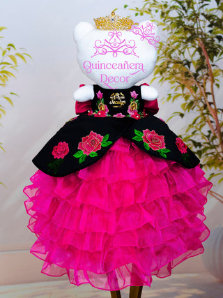 Black and Fuchsia Charro Muneca Cat for Quinceanera