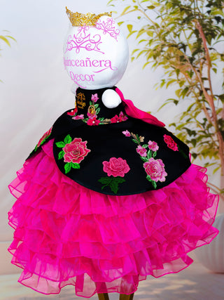 Black and Fuchsia Charro Muneca Cat for Quinceanera