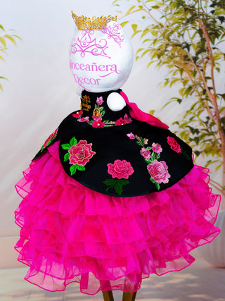 Black and Fuchsia Charro Muneca Cat for Quinceanera