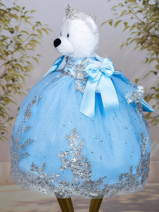 Light blue with bow oso de quinceanera