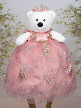 Rose Gold with Bow Teddy Bear Quinceanera