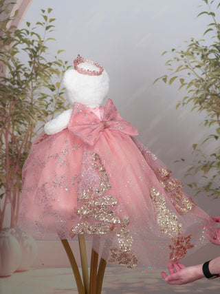 Rose Gold with Bow Teddy Bear Quinceanera