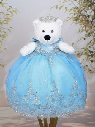 Light Blue with Silver Last Teddy Bear for quinceanera