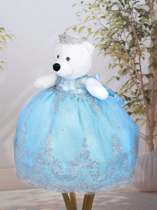 Light Blue with Silver Last Teddy Bear for quinceanera