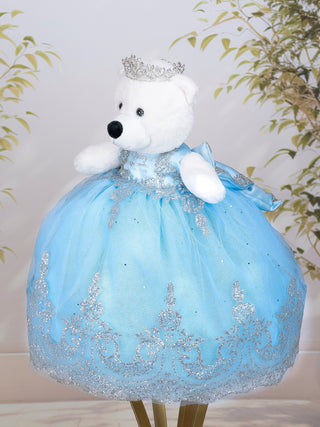 Light Blue with Silver Last Teddy Bear for quinceanera