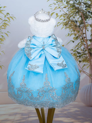 Light Blue with Silver Last Teddy Bear for quinceanera