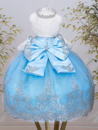 Light Blue with Silver Last Teddy Bear for quinceanera