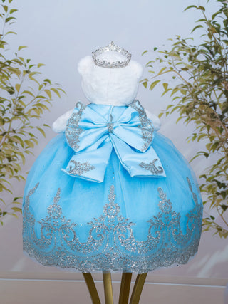 Light Blue with Silver Last Teddy Bear for quinceanera