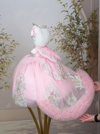Baby Pink with Train Last Doll for Quinceanera