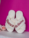 Quinceanera Personalized Slippers Ivory with Burgundy