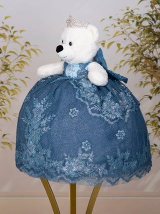 Dusty Blue with Bow Oso de Quinceanera