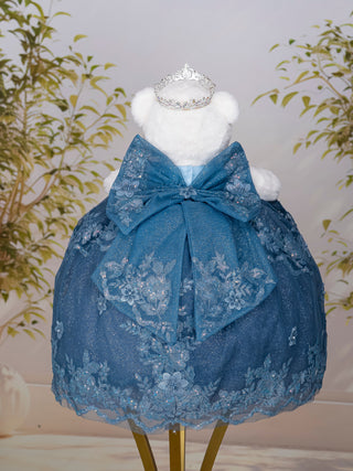 Dusty Blue with Bow Oso de Quinceanera