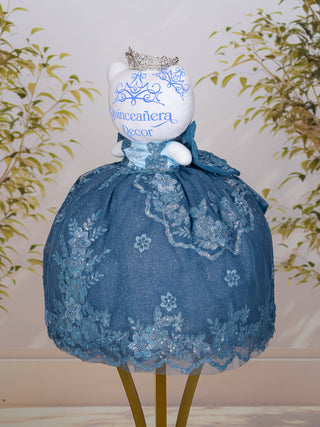 Dusty Blue with Bow Doll Cat for Quinceanera
