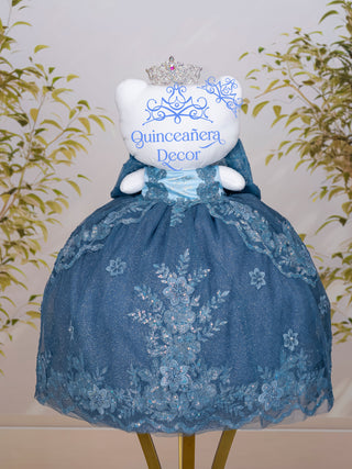 Dusty Blue with Bow Doll Cat for Quinceanera