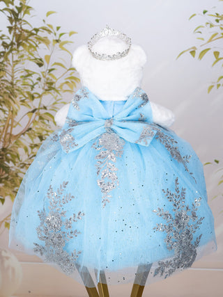 Baby blue with silver last teddy bear for quinceanera
