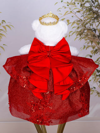 Red Gold Teddy Bear for Quinceanera