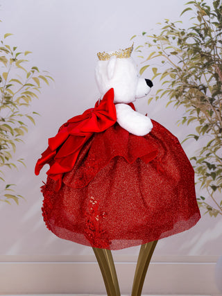 Red Gold Teddy Bear for Quinceanera