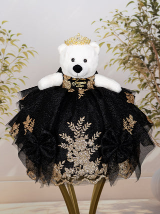 black teddy dress Black Gold Teddy Bear For Quinceanera / quinceanera-decor