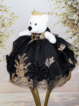 Black with Gold Teddy Bear for Quinceanera