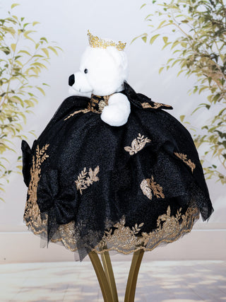 Black with Gold Teddy Bear for Quinceanera