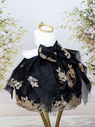 Black with Gold Teddy Bear for Quinceanera