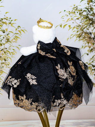 Black with Gold Teddy Bear for Quinceanera