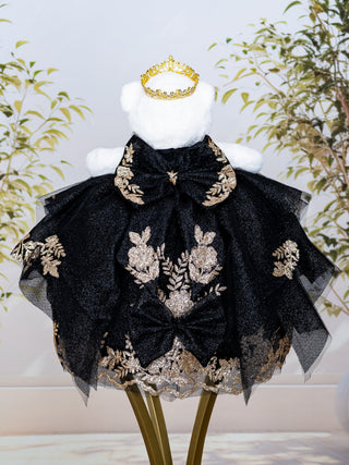 Black with Gold Teddy Bear for Quinceanera