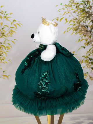 Green gold with ruffles teddy bear for quinceanera
