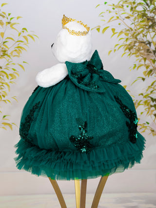 Green gold with ruffles teddy bear for quinceanera