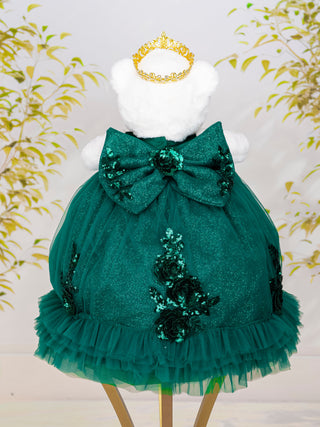 Green gold with ruffles teddy bear for quinceanera