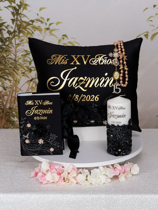 Black with Gold Mass Quinceanera package