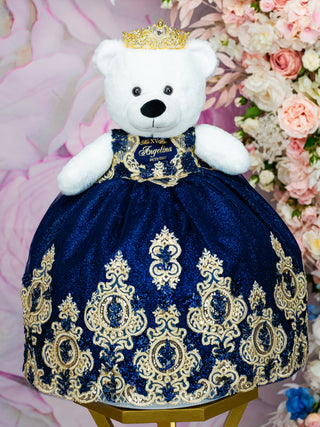 Navy Blue Gold Quinceanera Bear Decoration / quinceanera-decor Navy Blue Gold Quinceanera Bear Decoration / quinceanera-decor