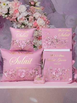 Dusty Rose quinceanera kneeling pillow, shoes pillow