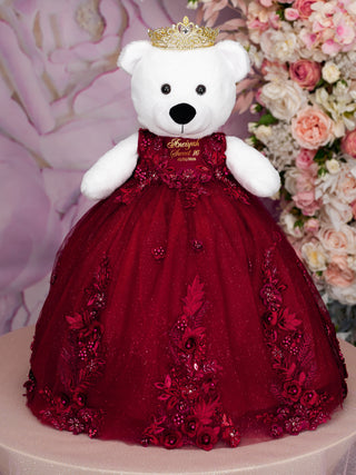 Burgundy Silver teddy bear for Quinceanera Burgundy Silver teddy bear for Quinceanera