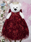 Burgundy Gold Last Teddy Bear for Quinceanera