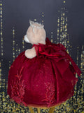 Burgundy Silver Brown Teddy Bear for Quinceanera